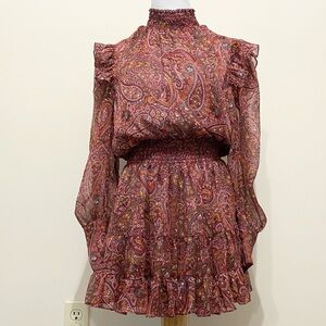MISA Los Angeles Gianna Dress Orange Red Paisley